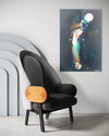 Der Besucher I (in situ) – figurative Ölmalerei über Begegnung, Respekt und Menschlichkeit aus der Serie Schmiertafel von Mark Hellbusch