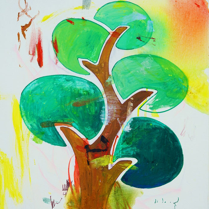 Baum IV (Ausschnitt) – grüner Baum in expressiver Ölmalerei aus der Serie Schmiertafel, zeitgenössische Kunst von Mark Hellbusch