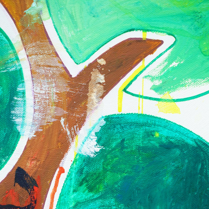 Baum IV (Ausschnitt) – grüner Baum in expressiver Ölmalerei aus der Serie Schmiertafel, zeitgenössische Kunst von Mark Hellbusch