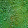 Abstraktes Gemälde „Edward“ (90 × 90 cm, 2022, Ausschnitt) – grüne zeitgenössische Malerei mit organischen Strukturen und Tiefe auf Leinwand. Atelier Hellbusch