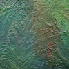 Abstraktes Gemälde „Edward“ (90 × 90 cm, 2022, Ausschnitt) – grüne zeitgenössische Malerei mit organischen Strukturen und Tiefe auf Leinwand. Atelier Hellbusch