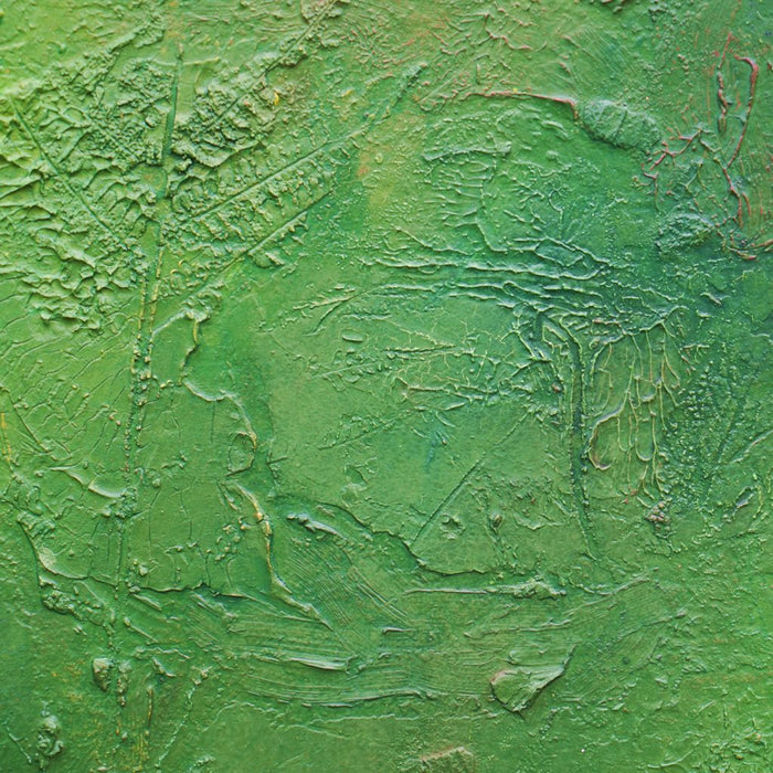 "Jack", 60x80cm,2026 (Ausschnitt): moderne Kunst von Mark Hellbusch in grünen Farben auf Leinwand mit tiefer strukturierter Oberfläche.