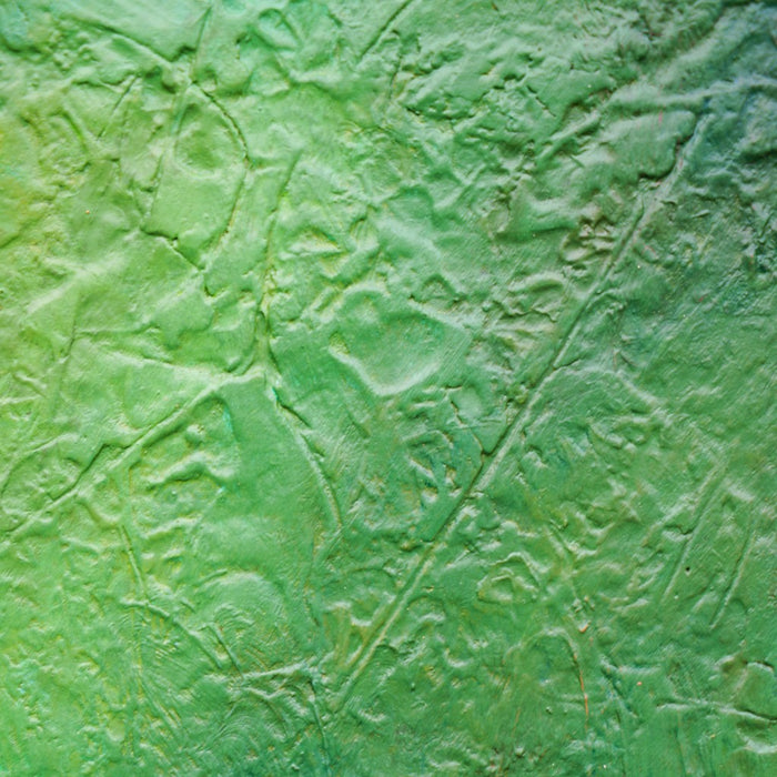 "Maria", 40x40cm,2025 (Ausschnitt): kleines grünes Gemälde von Mark Hellbusch als Naturabstraktion mit dichter strukturierter Oberfläche