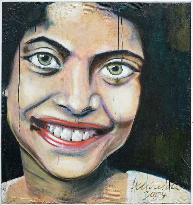 Olivia | modernes, expressives Gemälde auf großformatige Leinwand  und mit Rahmen 150x140cm - Künstler Mark Hellbusch