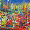 Zeitgenössisches Gemälde „RE 16“ mit kräftigen Farben und abstrakten Formen im Großformat (120 x 150 cm). Teil der Serie „Reste eines Experiments“, gemalt 2024 vom Künstler Mark Hellbusch.