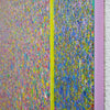 Buntes Gemälde „RE 17“ (Seitenansicht) mit unzähligen farbigen Punkten auf 100x140 cm Leinwand. Teil der Serie „Reste eines Experiments“, inspiriert von „Organic Grounds“. Entstanden 2024, Künstler Mark Hellbusch