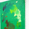 Abstraktes Gemälde „RE 29“ von Mark Hellbusch (30 x 24 cm, Ausschnitt), grüne Leinwand mit expressiven Farbflecken – ein Werk aus dem Atelier Hellbusch, das malerische Umwege sichtbar macht.