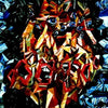 Schwätzender Mensch – Acrylbild, kubistische Figur in Bewegung, facettierte Malerei in Blau und Rot, 1989, Atelier Hellbusch.