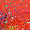 Dynamisches Actionpainting "Splash 58" (Nahaufnahme) auf runder Leinwand, 140 cm Durchmesser, gemalt 2024 von Mark Hellbusch.