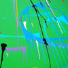 'Splash 68' (Ausschnitt)– Buntes abstraktes Gemälde auf grünem Hintergrund, ideal als Dekoration für Zuhause, von Mark Hellbusch.
