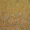 Abstraktes Acrylgemälde (70 × 100 cm) mit gelb dominierender Fläche aus feinen, dichten Farbklecksen. Florale Struktur, mosaikartig, leuchtend und warm. Einzelstück aus der Serie „Organic Grounds“, 2019, in Privatbesitz.