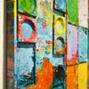 "Cooling" zeigt moderne Kunst auf dem Farbkasten (65 x 72 cm, Seitenansicht). Zu sehen ist das Gemälde in Wiesbaden. In den Mischfächer (links) sind orangene, grüne und blaue Farben. Rechts befinden sich 9 Farbteller mit den bunten Farben eines Farbkastens. In den Zwischenräumen sind Farbkleckse und -flecken sichtbar. Diese experimentelle, sehr moderne Malerei kann man zum realistischen Preis online oder in Wiesbaden kaufen. Kunst. ARTLET | Atelier Hellbusch.
