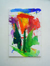 Blume IX – großformatige expressive Blumenmalerei in Rot, Orange und Grün aus der Serie Schmiertafel von Mark Hellbusch