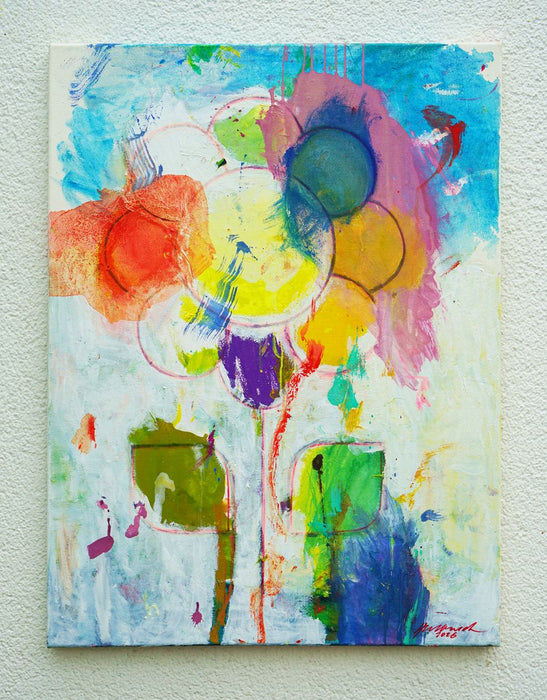 Blume V – expressive Blumenmalerei aus der Serie Schmiertafel von Mark Hellbusch