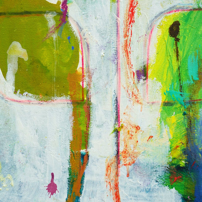 Blume V (Nahaufnahme) – expressive Blumenmalerei aus der Serie Schmiertafel von Mark Hellbusch