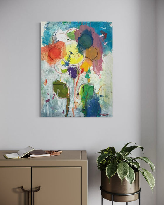 Blume V (in situ) – expressive Blumenmalerei aus der Serie Schmiertafel von Mark Hellbusch