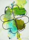 Glücksklee I – grünes Kleeblatt in expressiver Ölmalerei aus der Serie Schmiertafel von Mark Hellbusch