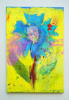Blume VI – großformatiges blaues Blumenbild in moderner Kunst aus der Serie Schmiertafel von Mark Hellbusch