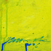 Blume VI (Signatur) – großformatiges blaues Blumenbild in moderner Kunst aus der Serie Schmiertafel von Mark Hellbusch