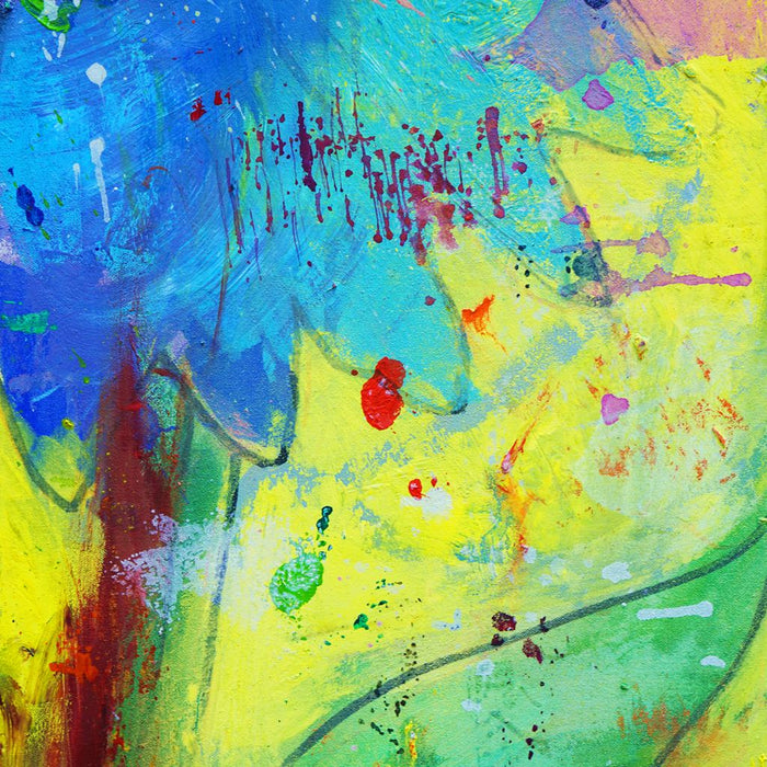 Blume VI (Ausschnitt) – großformatiges blaues Blumenbild in moderner Kunst aus der Serie Schmiertafel von Mark Hellbusch