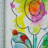 Blume I (Seite, Ausschnitt) – kleines modernes Blumenbild aus der Serie Schmiertafel, Öl auf Leinwand von Mark Hellbusch