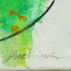Blume I (Signatur, Ausschnitt) – kleines modernes Blumenbild aus der Serie Schmiertafel, Öl auf Leinwand von Mark Hellbusch