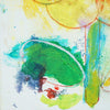 Blume II (Ausschnitt) – kleine moderne Blumenmalerei in Gelb, Orange und Grün aus der Serie Schmiertafel von Mark Hellbusch