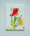Blume III – kleine rote Tulpe in moderner Ölmalerei aus der Serie Schmiertafel von Mark Hellbusch