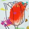 Blume III (Ausschnitt) – kleine rote Tulpe in moderner Ölmalerei aus der Serie Schmiertafel von Mark Hellbusch