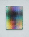 Output 10 von Mark Hellbusch – abstraktes Ölgemälde mit strukturierter Oberfläche in Grün, Gelb, Violett, Blau und Orange, 50 × 70 cm