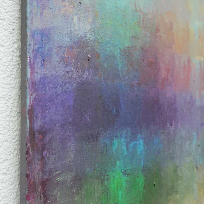 Output 12 (Detail) von Mark Hellbusch – abstraktes Gemälde in Violett, Grün, Türkis und Blau, Öl auf Leinwand, 70 × 50 cm, 2026