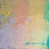 Output 10 (Sig) von Mark Hellbusch – abstraktes Ölgemälde mit strukturierter Oberfläche in Grün, Gelb, Violett, Blau und Orange, 50 × 70 cm