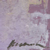 Output 11 (Signatur) von Mark Hellbusch – moderne abstrakte Malerei mit bunten Farbfeldern in Violett, Grün, Türkis, Rot und Gelb, Öl auf Leinwand, 70 × 50 cm
