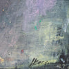 Output 6 (Sig) von Mark Hellbusch, abstraktes Ölgemälde in Schwarz, Anthrazit und Violett mit grünen und orangefarbenen Farbspuren, 80 × 60 cm