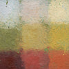 Output 5 (Ausschnitt) von Mark Hellbusch, quadratisches abstraktes Ölgemälde mit Farbfeldern in Grün, Türkis, Rot, Schwarz und Ocker, 50 × 50 cm