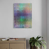 Output 12 (in situ) von Mark Hellbusch – abstraktes Gemälde in Violett, Grün, Türkis und Blau, Öl auf Leinwand, 70 × 50 cm, 2026