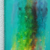 Output 1 (Seitenperspektive) von Mark Hellbusch, abstraktes Gemälde in Türkis, Grün, Blau und Gelb, Öl auf Leinwand, 40 × 30 cm