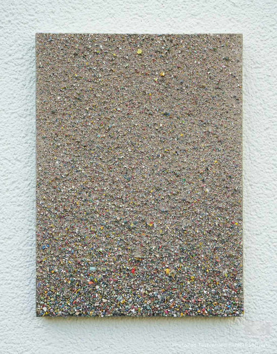 Marsfeld CXXXIV – Strukturkunst aus farbigen Farbresten auf Leinwand, Format 40x30 cm. Atelier Hellbusch.