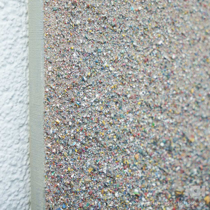 Marsfeld CXXXIV – Strukturkunst aus farbigen Farbresten auf Leinwand, Format 40x30 cm (Seitenparspektive). Atelier Hellbusch.