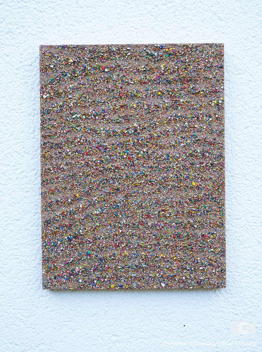 Detailreiches abstraktes Gemälde mit mineralischer Struktur, inspiriert von Verwitterung und Naturprozessen – Marsfeld CXXXIX, Atelier Hellbusch