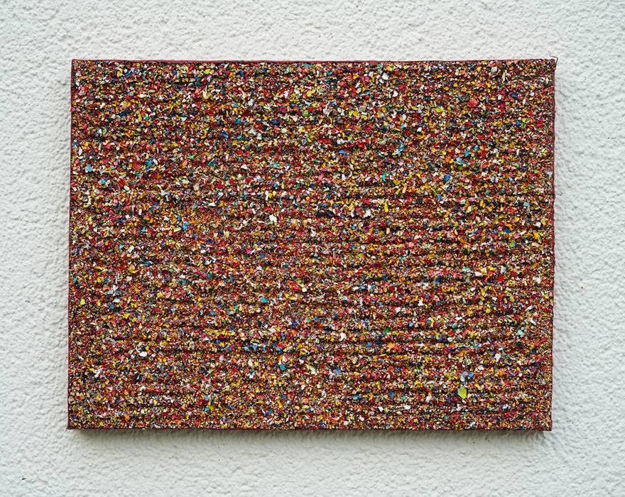 Abstraktes Gemälde mit warmen, sandigen Farbtönen und dichter Textur – Marsfeld CXXXVIII, 30×40 cm von Atelier Hellbusch