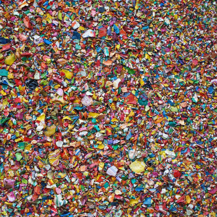 Abstraktes Gemälde „Marsfeld CXXXXI“ mit runder, zentrierter Struktur aus Farbresten auf Leinwand (30 × 40 cm, Nahaufnahme). Atelier Hellbusch