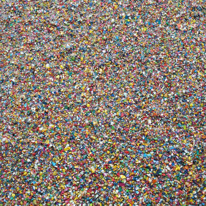 Abstraktes Kunstwerk „Marsfeld XCVI“, 30x24 cm, entstanden aus Farbresten in dichten Farbschichten. Inspiriert von natürlichen Strukturen und Prozessen (Nahaufnahme). Atelier Hellbusch.