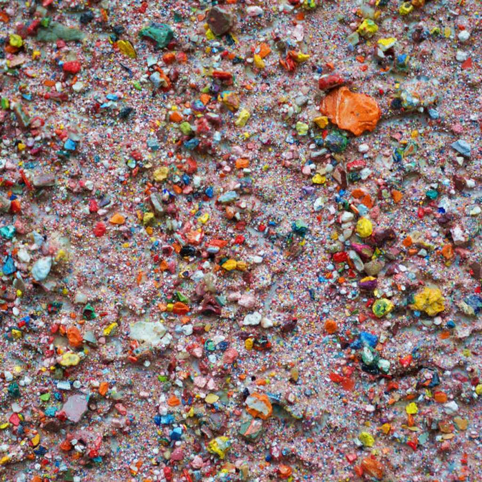 Marsfeld XCVII, 30x24 cm, abstraktes Kunstwerk aus Farbresten von atelier hellbusch. Feine Farbpunkte und organische Texturen ergeben eine lebendige Komposition für Sammler:innen (Nahaufnahme).