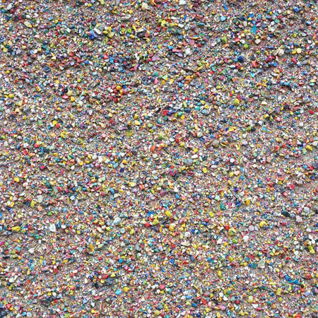 Abstraktes Gemälde „Marsfeld XCVIII“, 30x24 cm, aus bunten Farbresten mit sandiger Struktur und dichter Körnung, 2019 – aus dem Atelier Hellbusch