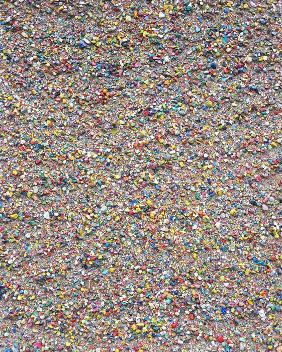 Abstraktes Gemälde „Marsfeld XCVIII“, 30x24 cm, aus bunten Farbresten mit sandiger Struktur und dichter Körnung, 2019 – aus dem Atelier Hellbusch