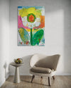 Blume VIII (in situ) – modernes Gemälde mit Blumenmotiv aus der Serie Schmiertafel von Mark Hellbusch