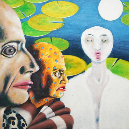 In the Pondroom | zeitgenössische surreale großformatige Ölmalerei auf Leinwand | 100x200cm Kunst Atelier Mark Hellbusch 