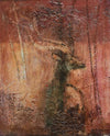 Redwind and Kudu – Ölgemälde in fossiler Maltechnik, Kudu im Wald in Rotbraun, afrikanische Tiermalerei, expressive Kunst, Atelier Hellbusch.