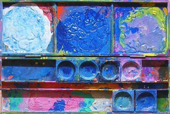 Dieses Werk gehört zur Serie „Der Farbkasten“ und ist heute in einer privaten Sammlung. „Station“ zeigt eindrücklich, wie Mark Hellbusch Farbe als Ort, Moment und Erfahrung begreift.